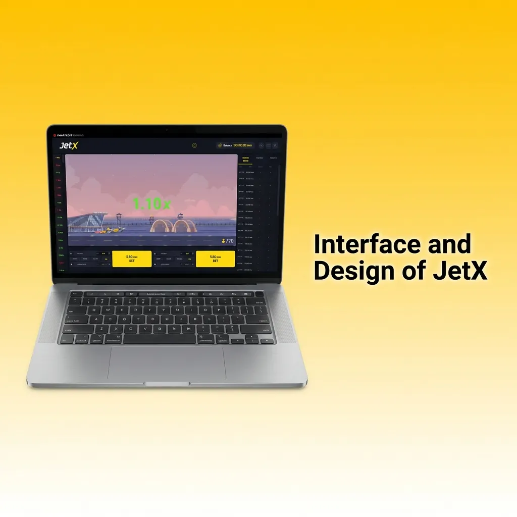 JetX game interface showing jet multiplier display, bet controls, balance panel, and clean design on desktop screen