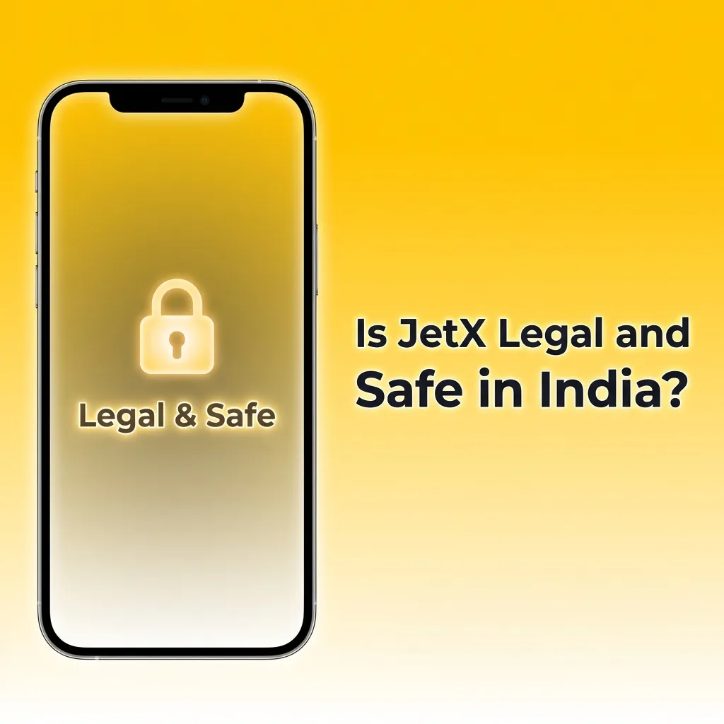JetX game interface showing legal status in India with licensed casino platform and security features
