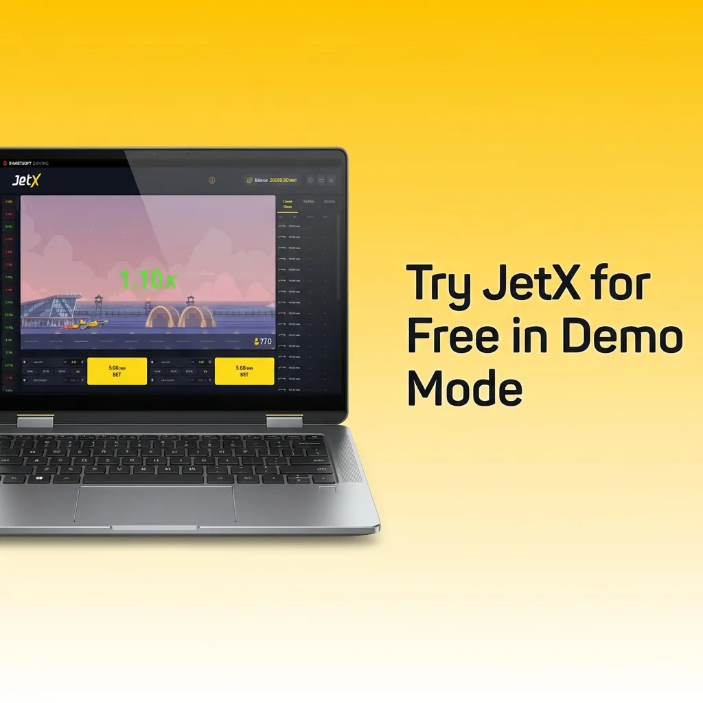 JetX demo mode screenshot showing virtual credits and gameplay interface for risk-free practice