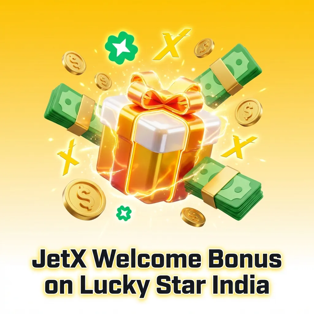Lucky Star India casino welcome bonus offering up to 500% across four deposits for JetX and other games